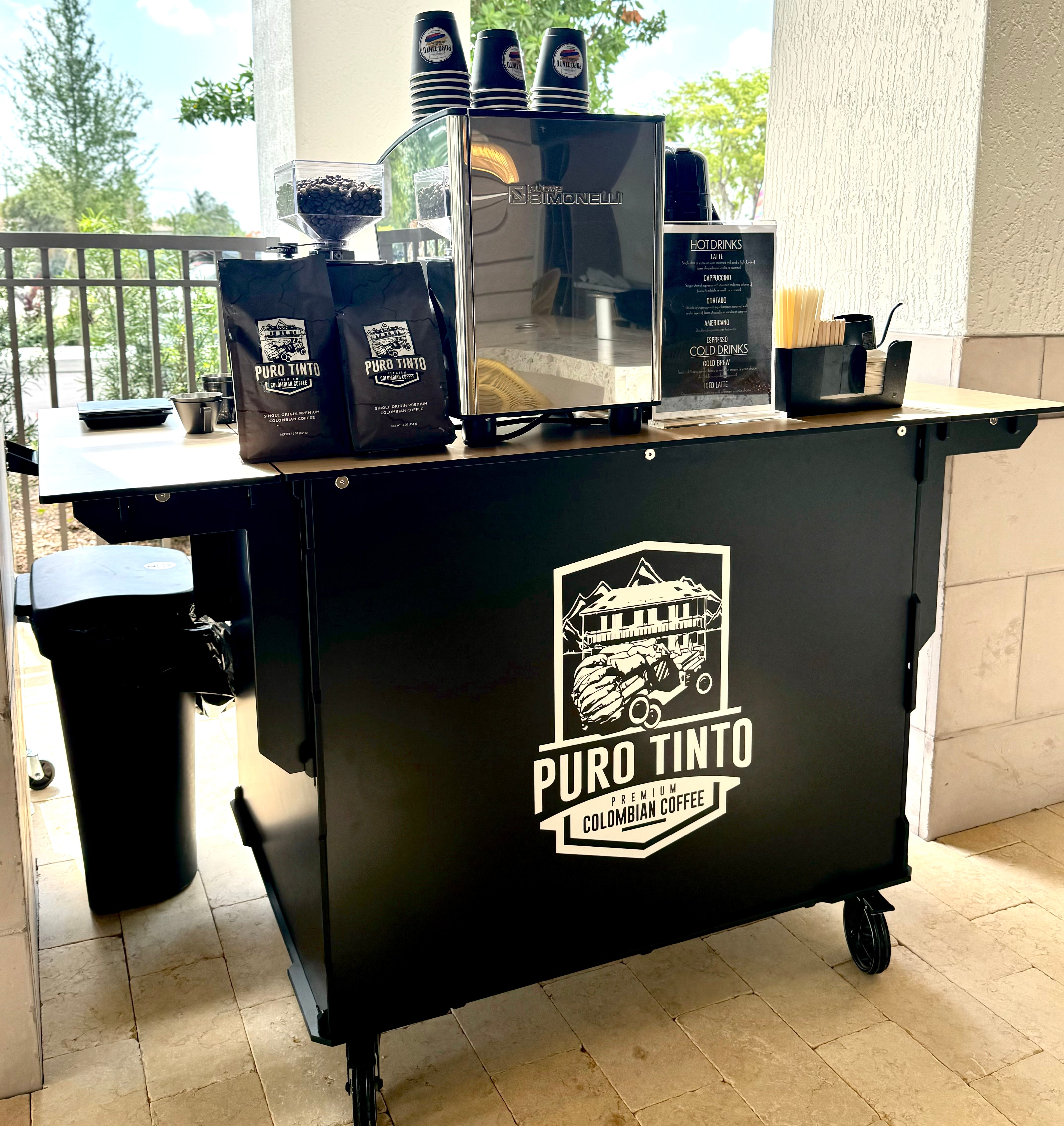 Gallery of Puro Tinto's full-service mobile coffee bar, demonstrating versatility for events, corporate functions, and private parties