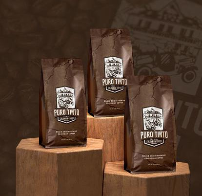 Puro Tinto single origin premium Colombian coffee beans in packaging
