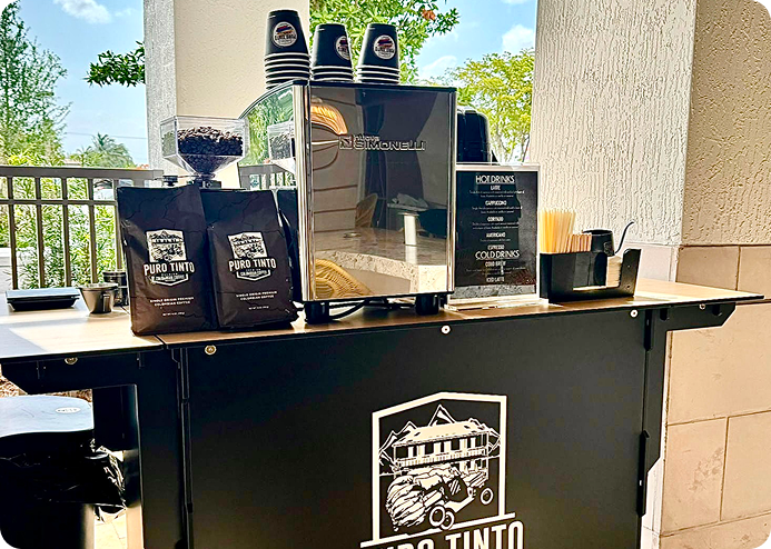 Gallery of Puro Tinto's full-service mobile coffee bar, demonstrating versatility for events, corporate functions, and private parties